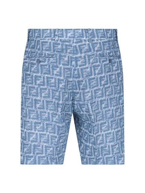 Fendi Men Logo Linen Shorts