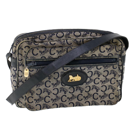 Luxury CELINE C Macadam Canvas Shoulder Bag Navy 53733