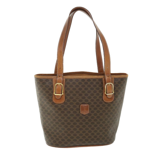 Luxury CELINE Macadam Canvas Shoulder Bag PVC Leather Brown 54111