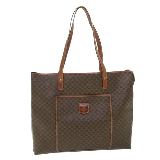 Luxury CELINE Macadam Canvas Shoulder Bag PVC Leather Brown 54121
