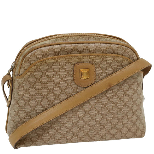 Luxury CELINE Macadam Canvas Shoulder Bag Beige 54135