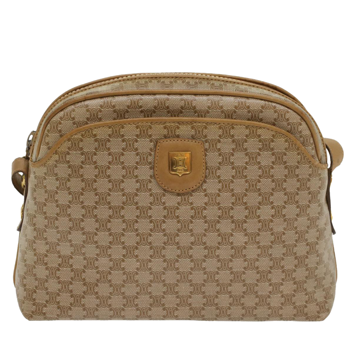 Luxury CELINE Macadam Canvas Shoulder Bag Beige 54135