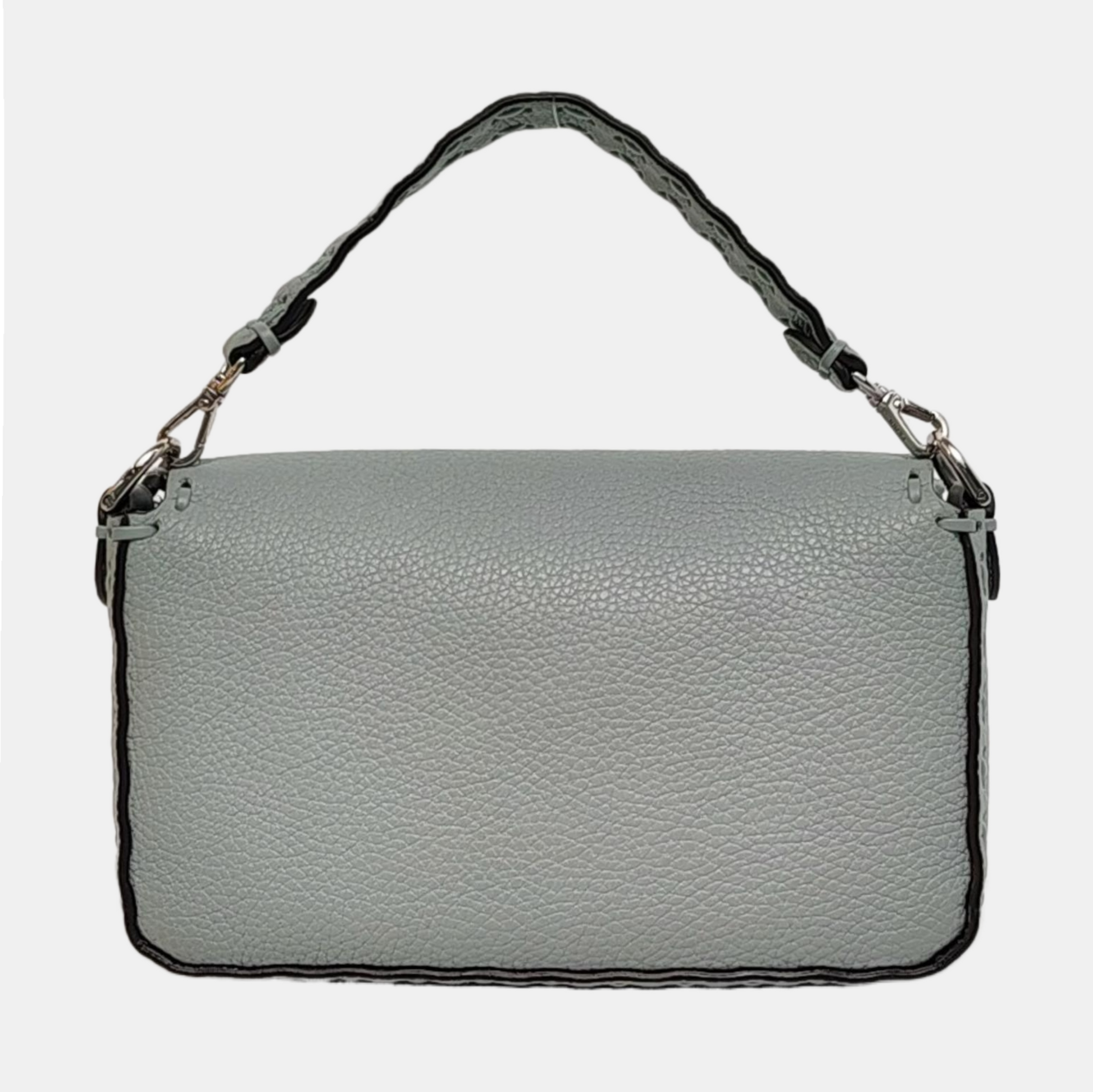 Fendi Baguette Mini Selleria Blue Calfskin Leather Crossbody Bag