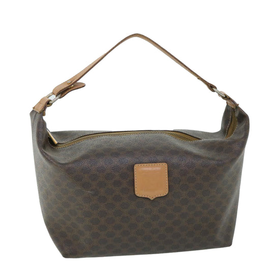 Luxury CELINE Macadam Canvas Shoulder Bag PVC Leather Brown 54855