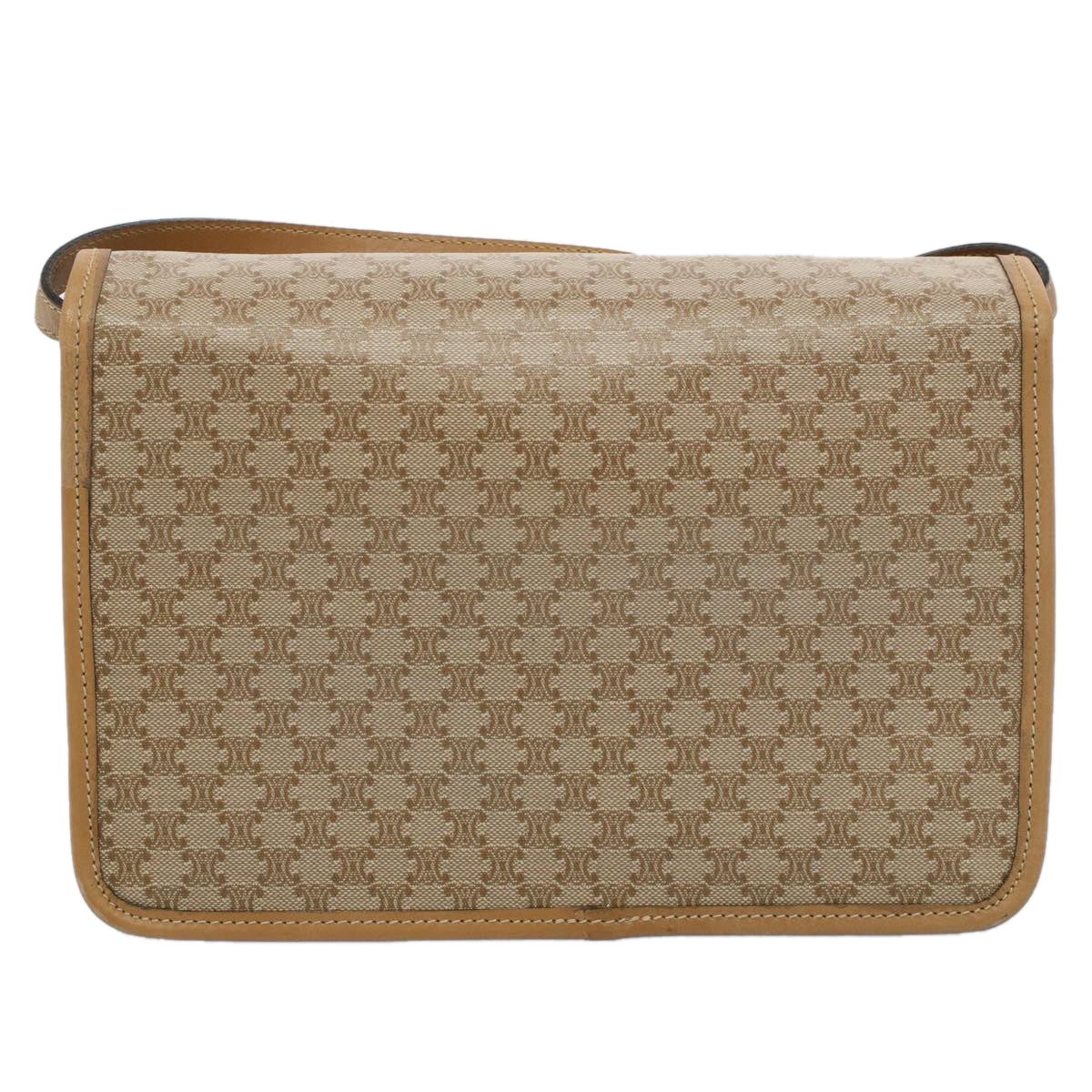 Luxury CELINE Macadam Canvas Shoulder Bag Beige 54990