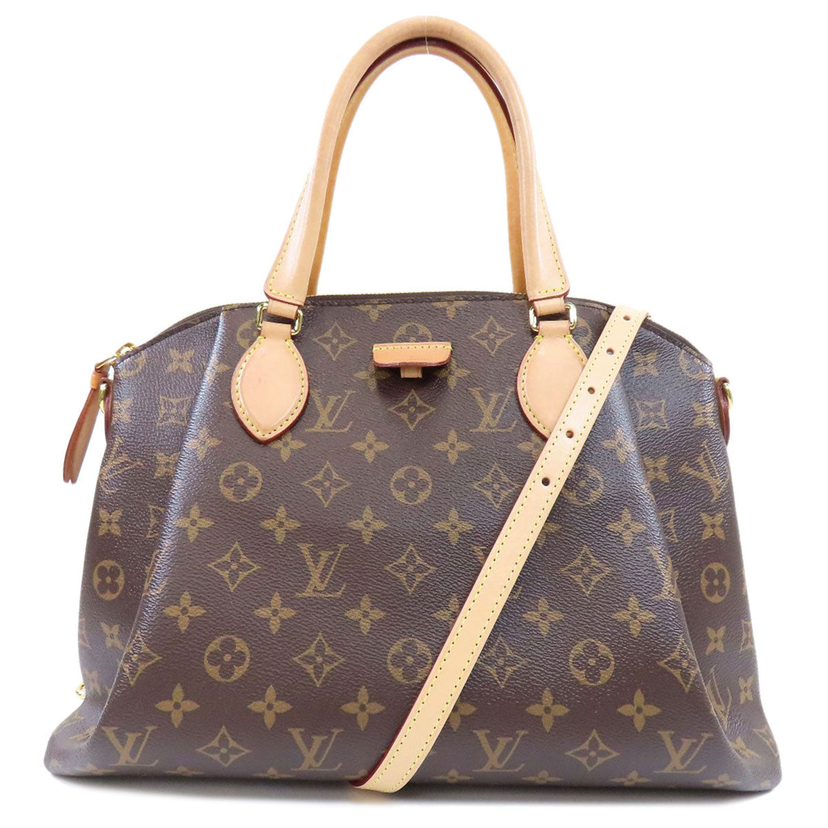 LOUIS VUITTON Handbag Monogram canvas Brown Rivory MM Monog Lamb Women