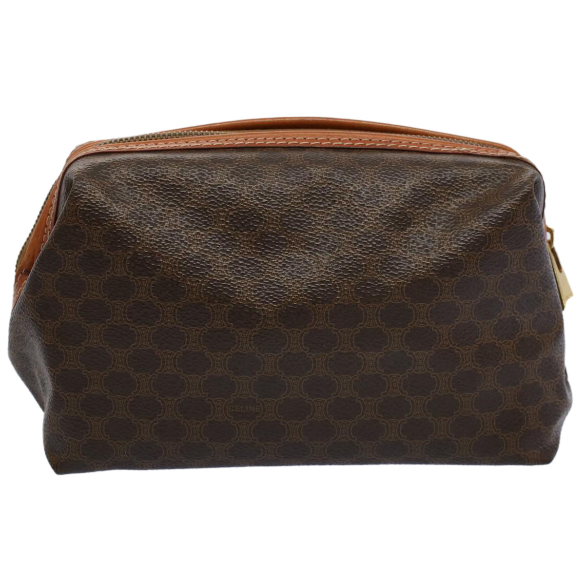 Luxury CELINE Macadam Canvas Pouch PVC Leather Brown 55629