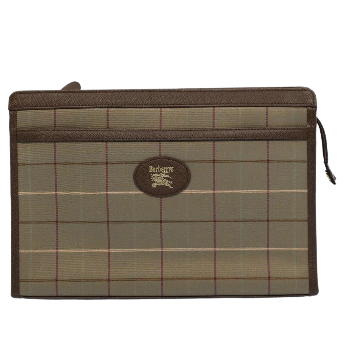 BURBERRYSs Nova Check Clutch Bag Nylon Canvas Green Auth 55670
