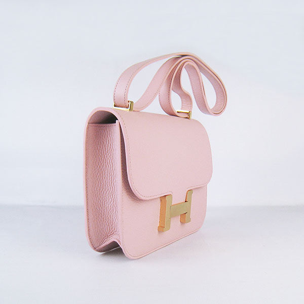 Luxury Hermes Constance Cowskin Leather Bag pink golden