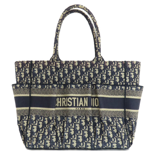 Christian Dior Tote Bag canvas Navy Trotter Pattern Women
