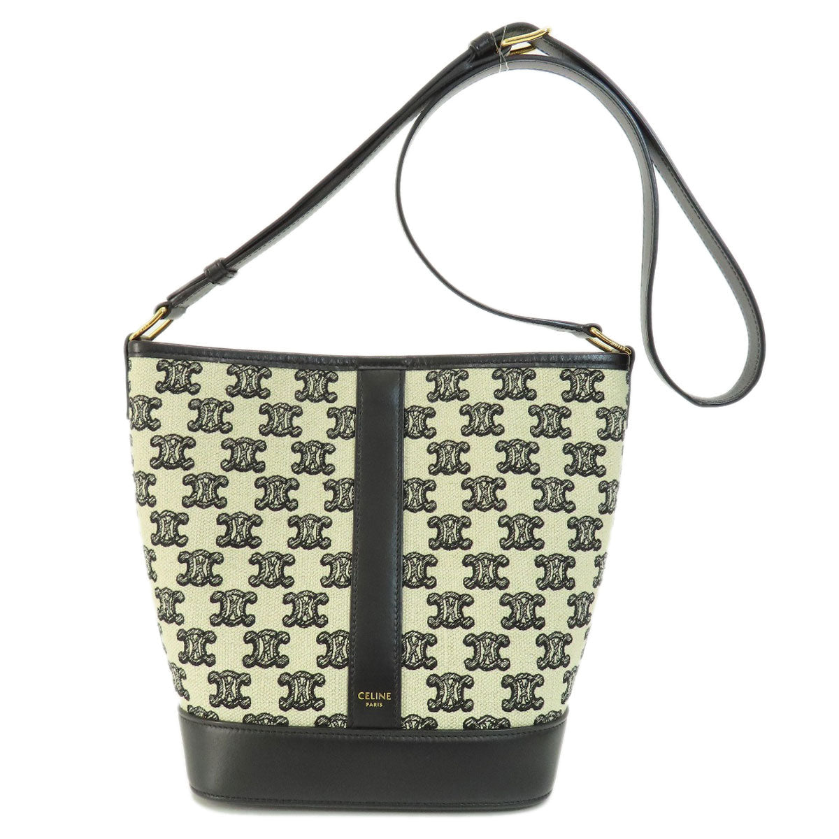 CELINE Shoulder Bag canvas black Small Bucket Triomphe Women