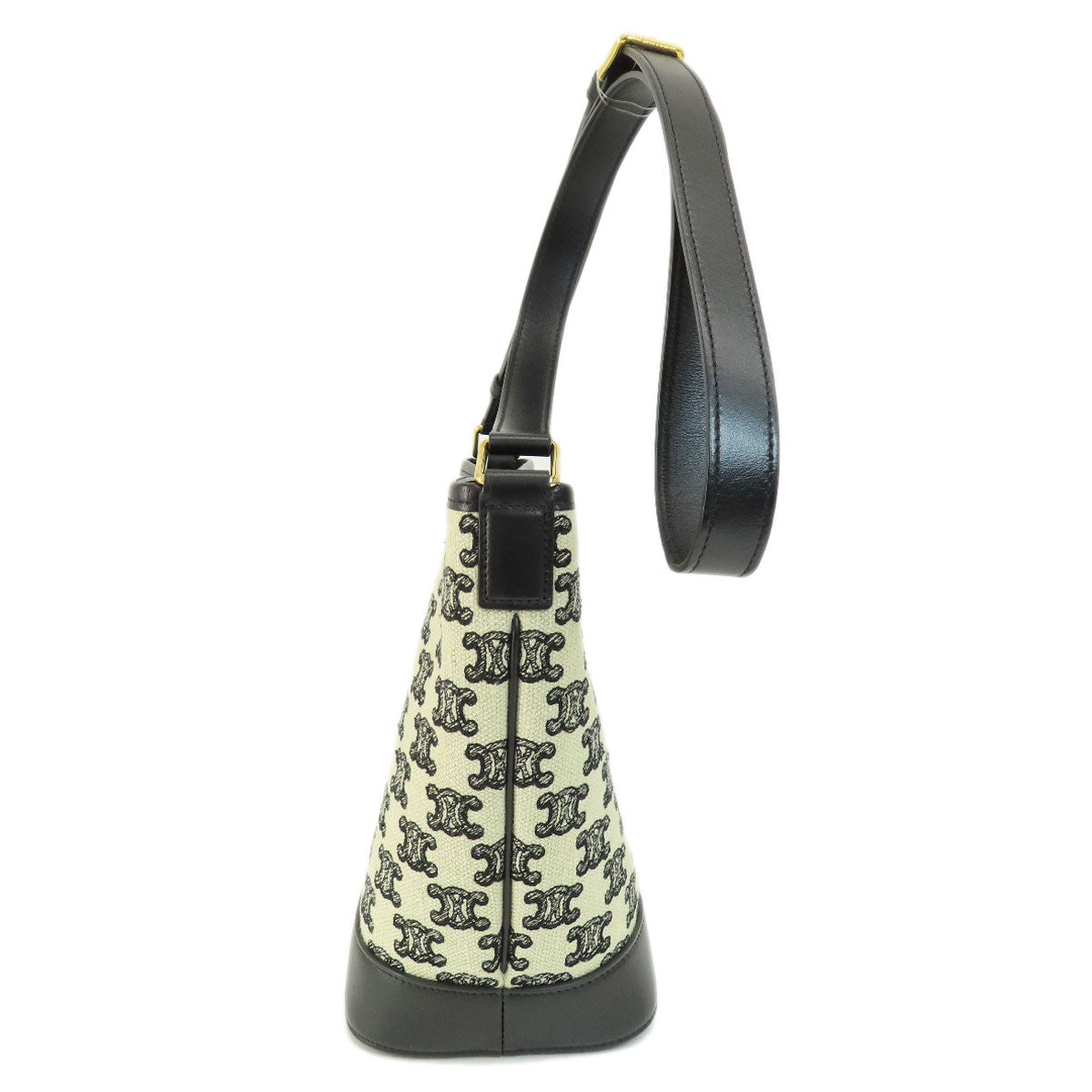 CELINE Shoulder Bag canvas black Small Bucket Triomphe Women