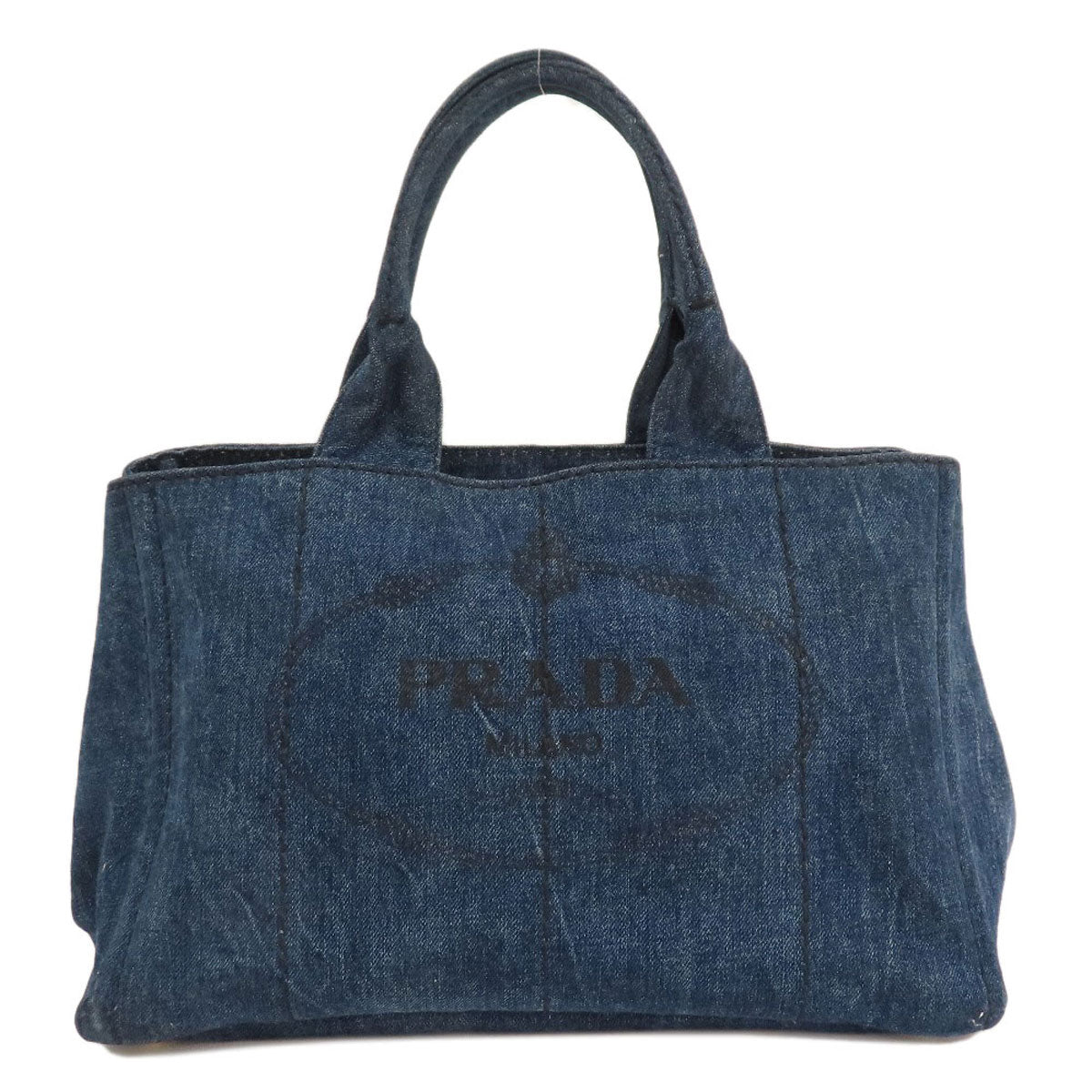 PRADA Tote Bag B1877B denim blue Canapa