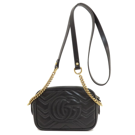 GUCCI Shoulder Bag 448065 Calfskin black GG Marmont mini bag Women