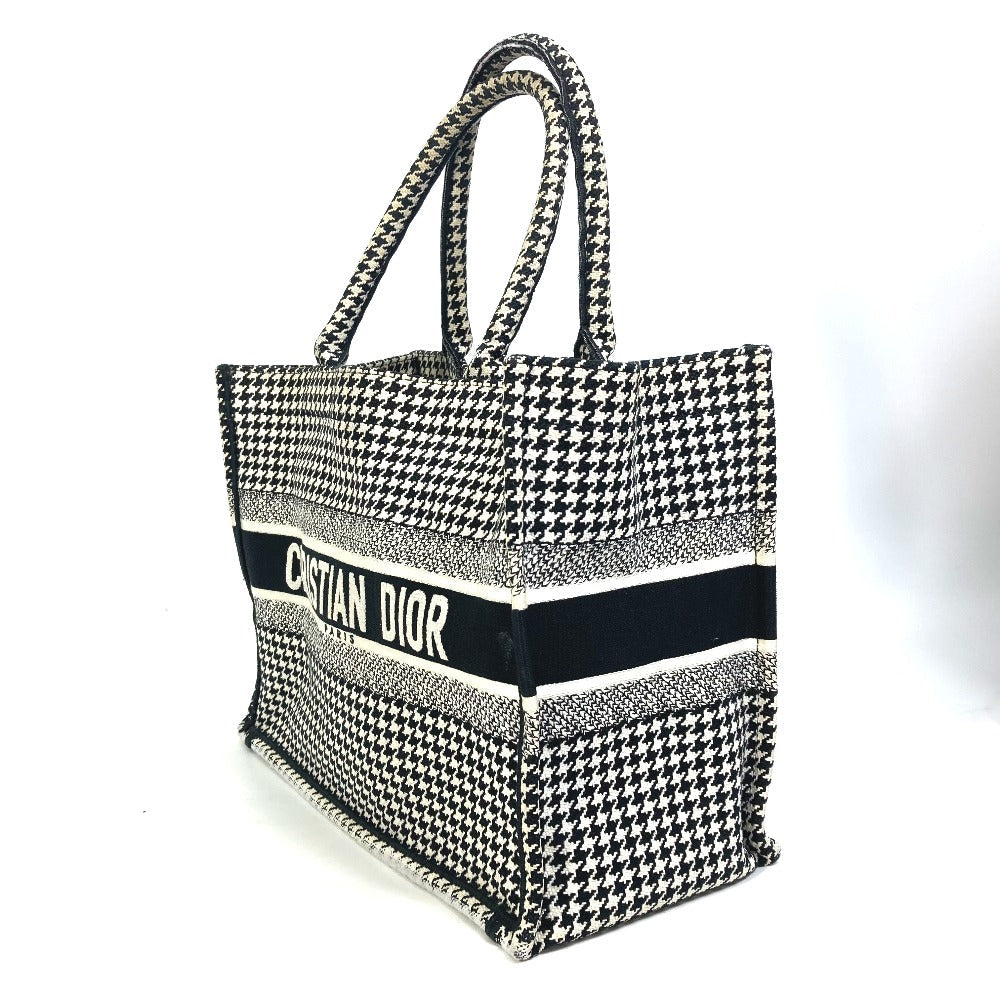 Dior Tote Bag M1296ZTQT_M911 canvas black Houndstooth Book Tote Medium Logo Women