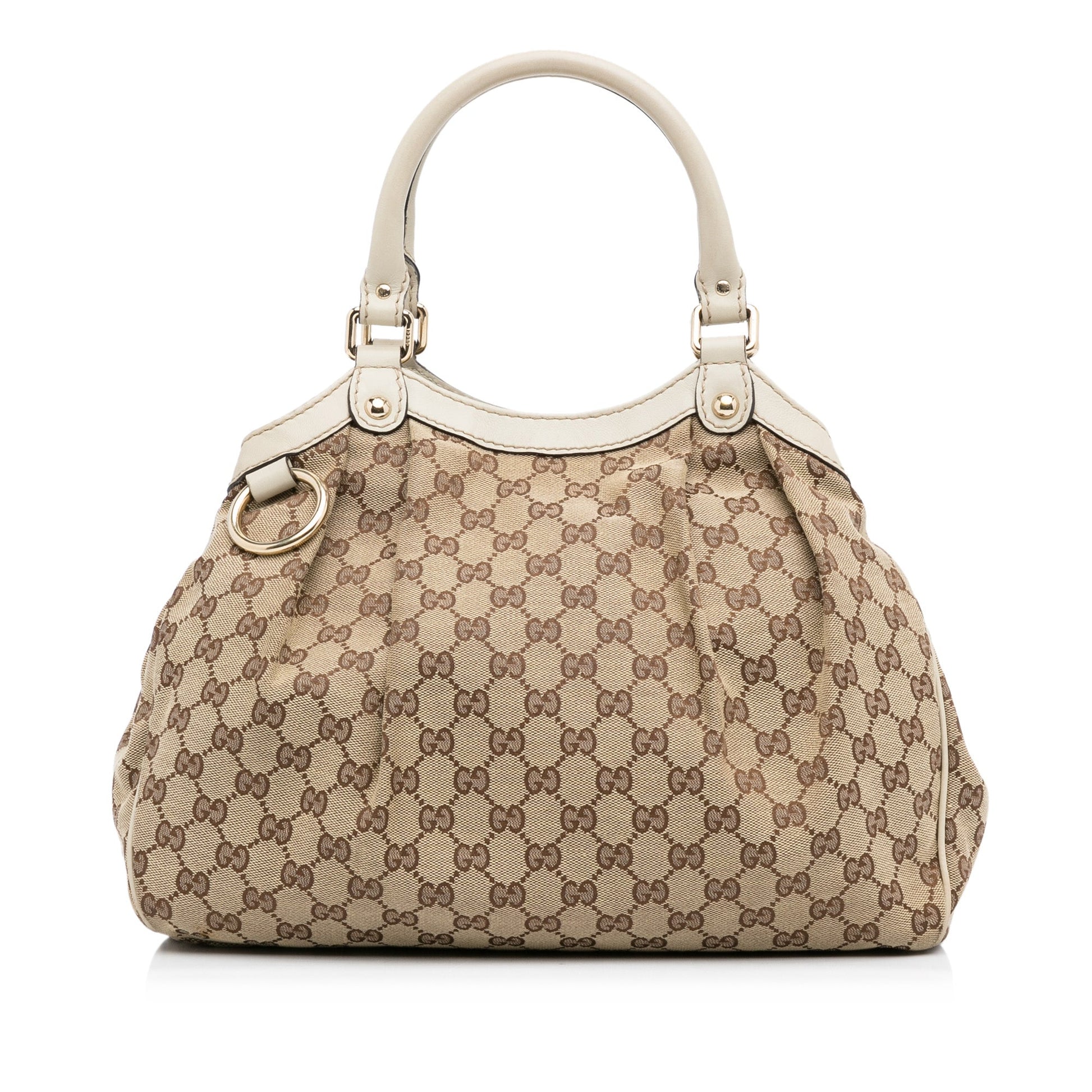 Gucci Sukey Tan Leather Canvas Tote