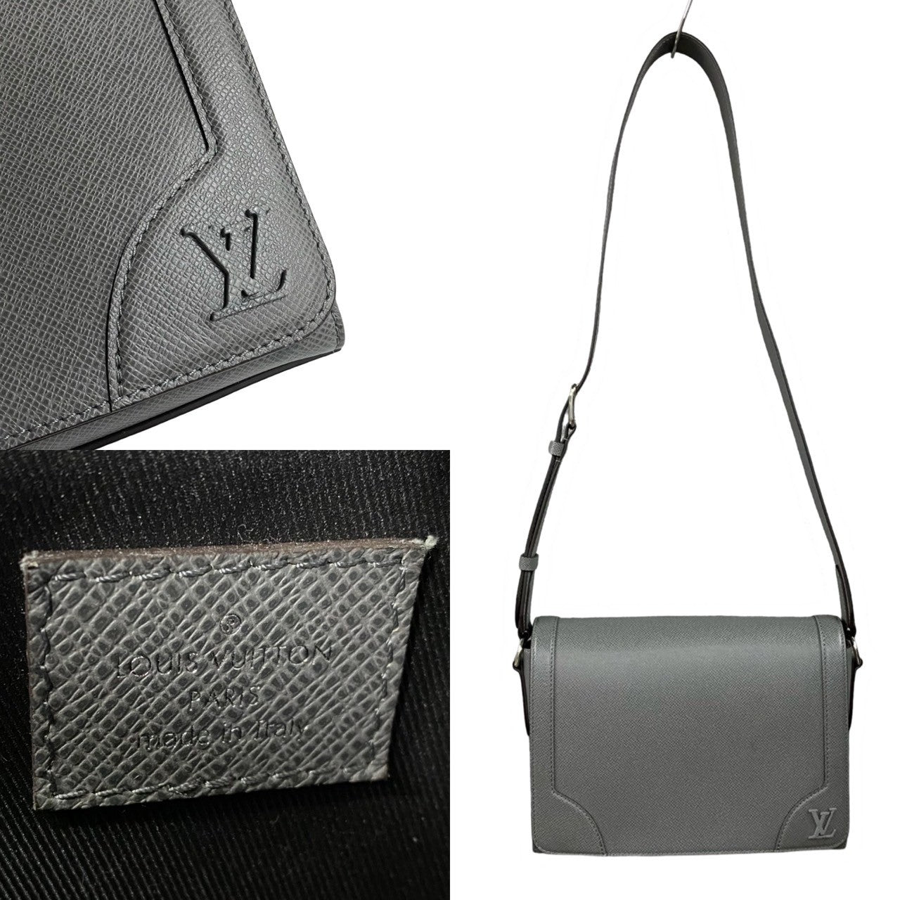 LOUIS VUITTON Shoulder Bag Taiga gray Taiga new flap messenger mens