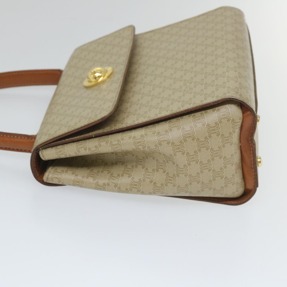 Luxury CELINE Macadam Canvas Hand Bag 2way Beige 57217
