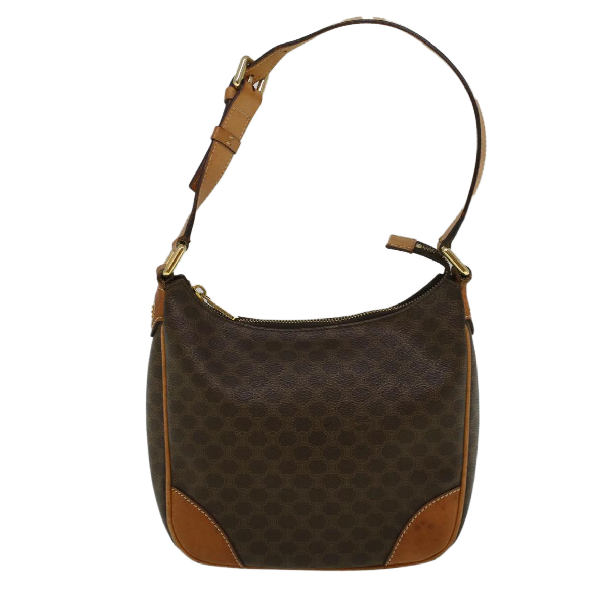 Luxury CELINE Macadam Canvas Shoulder Bag PVC Leather Brown 57306