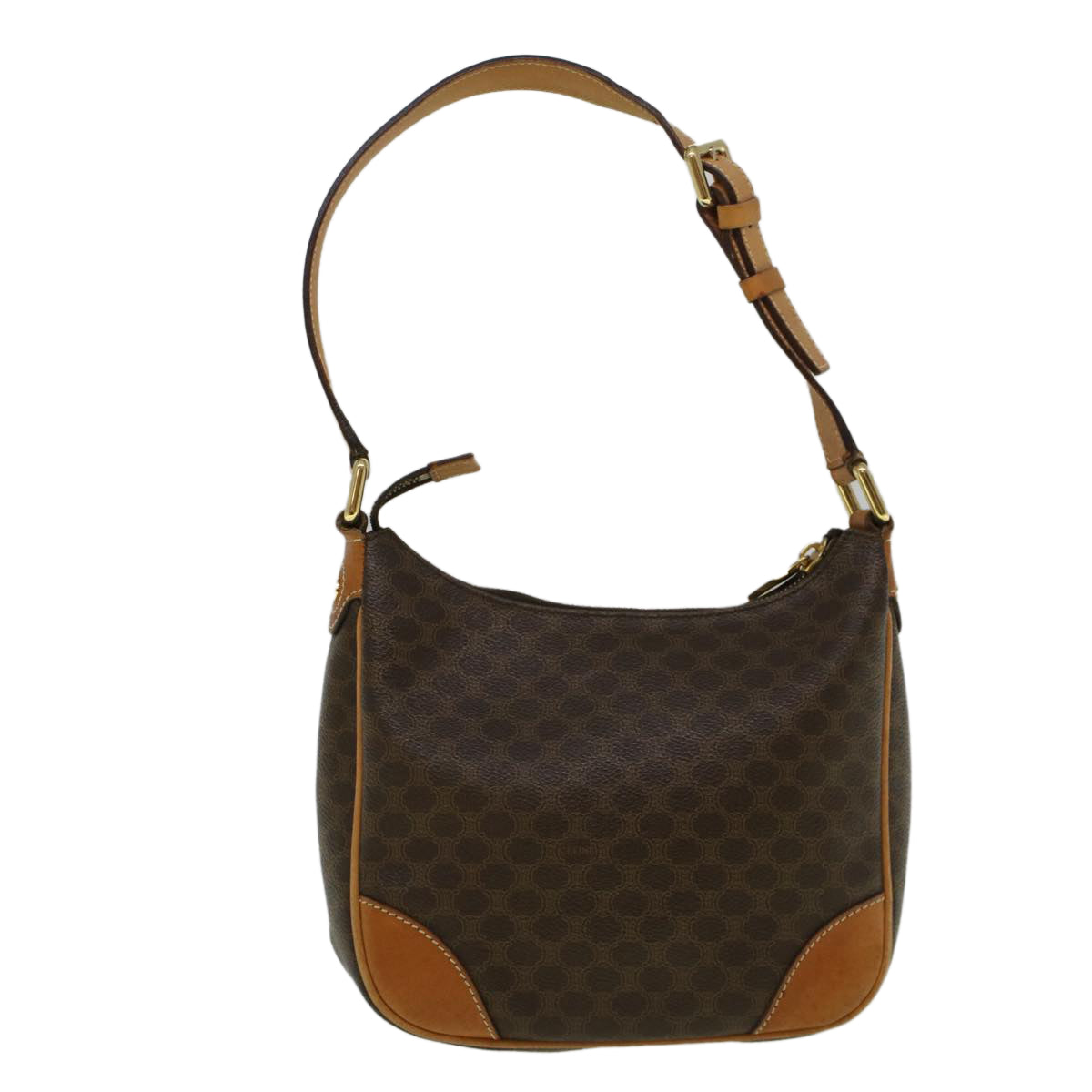 Luxury CELINE Macadam Canvas Shoulder Bag PVC Leather Brown 57306