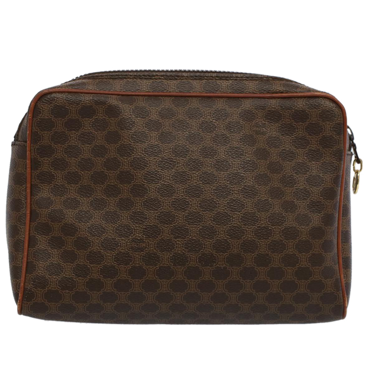 Luxury CELINE Macadam Canvas Clutch Bag PVC Leather Brown 57379