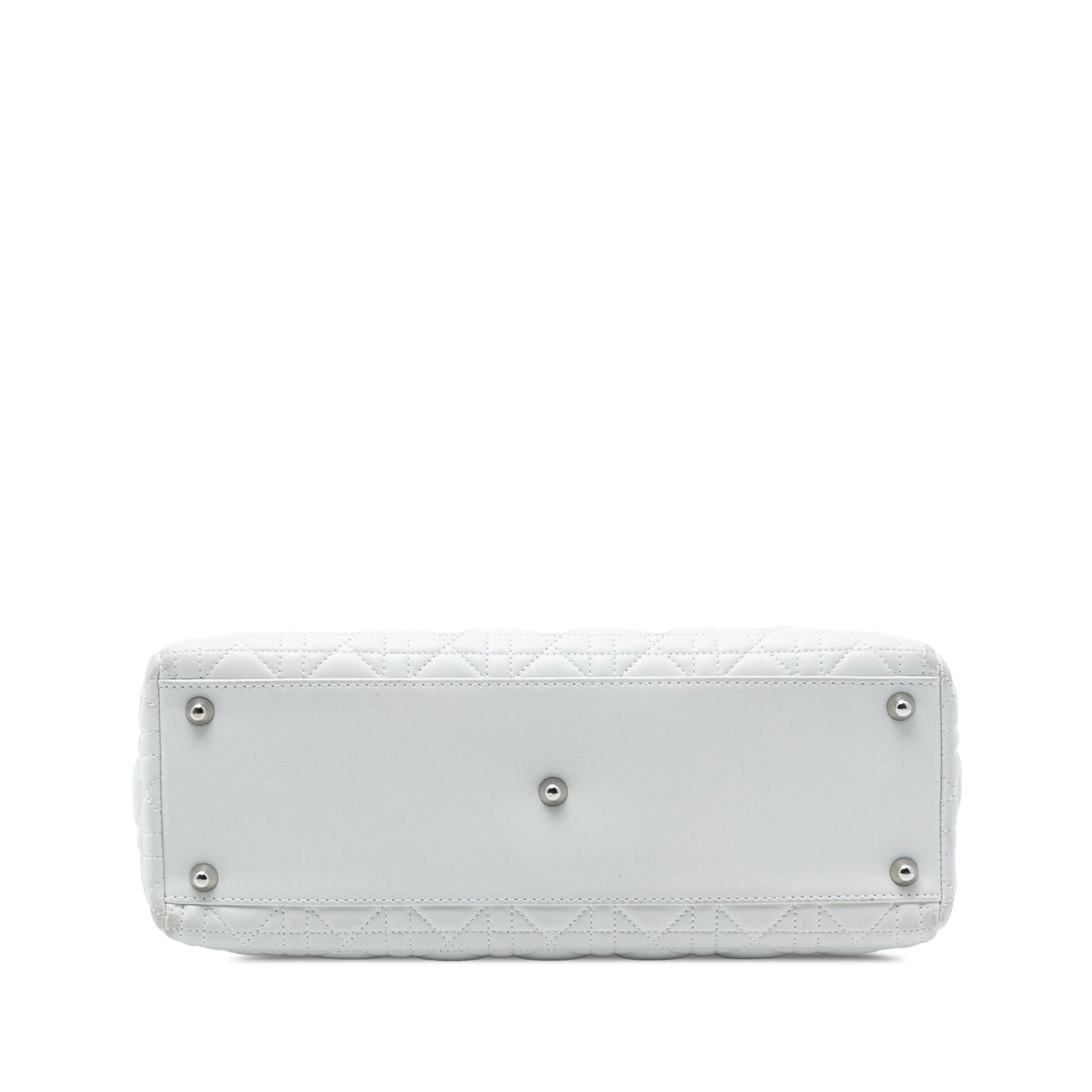 White Dior Large Lambskin Cannage Lady Dior Satchel