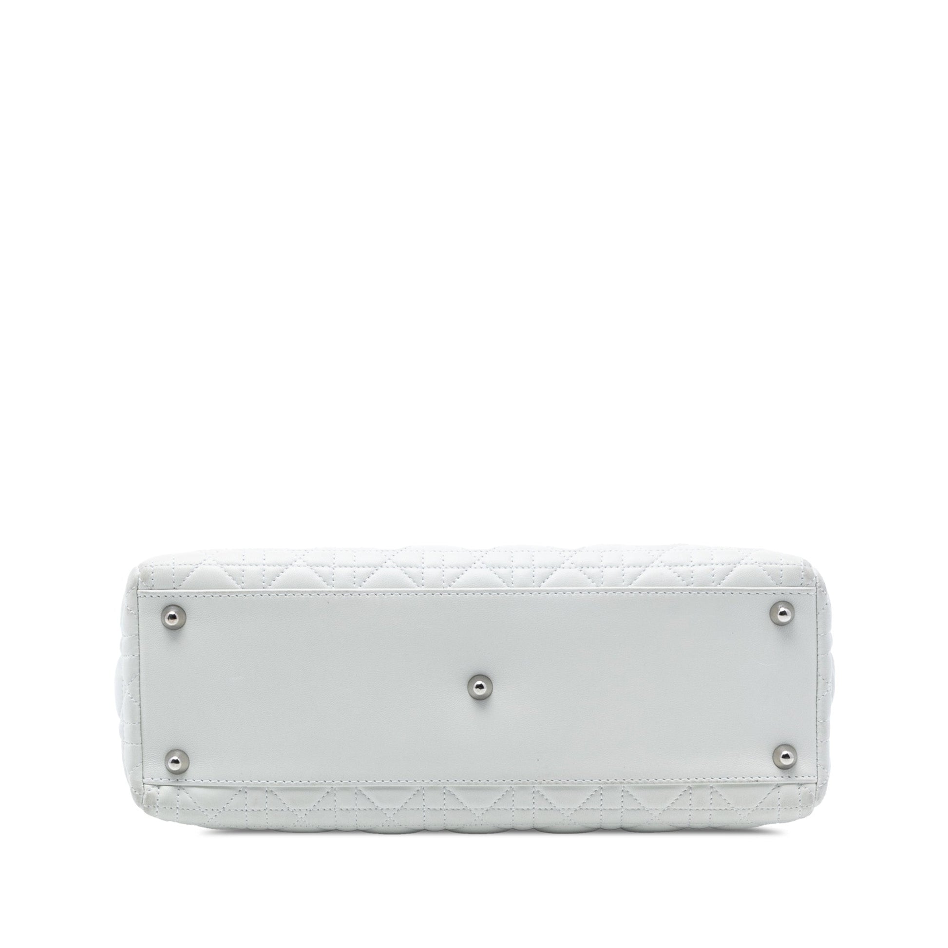 White Dior Large Lambskin Cannage Lady Dior Satchel