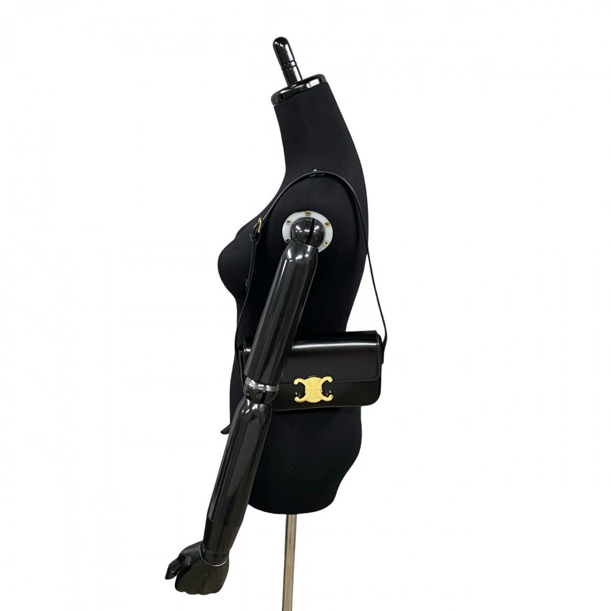 CELINE Shoulder Bag leather black Triomphe Claude