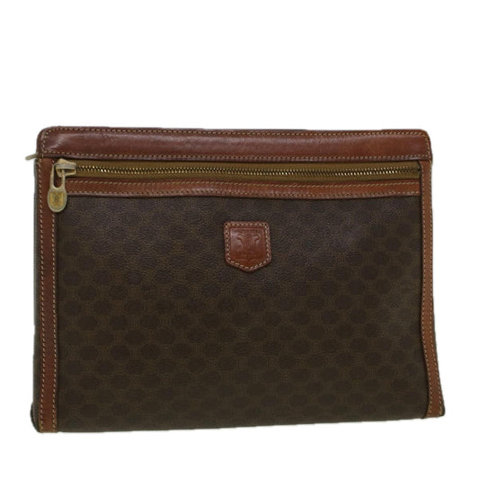 Luxury CELINE Macadam Canvas Clutch Bag PVC Leather Brown 58407