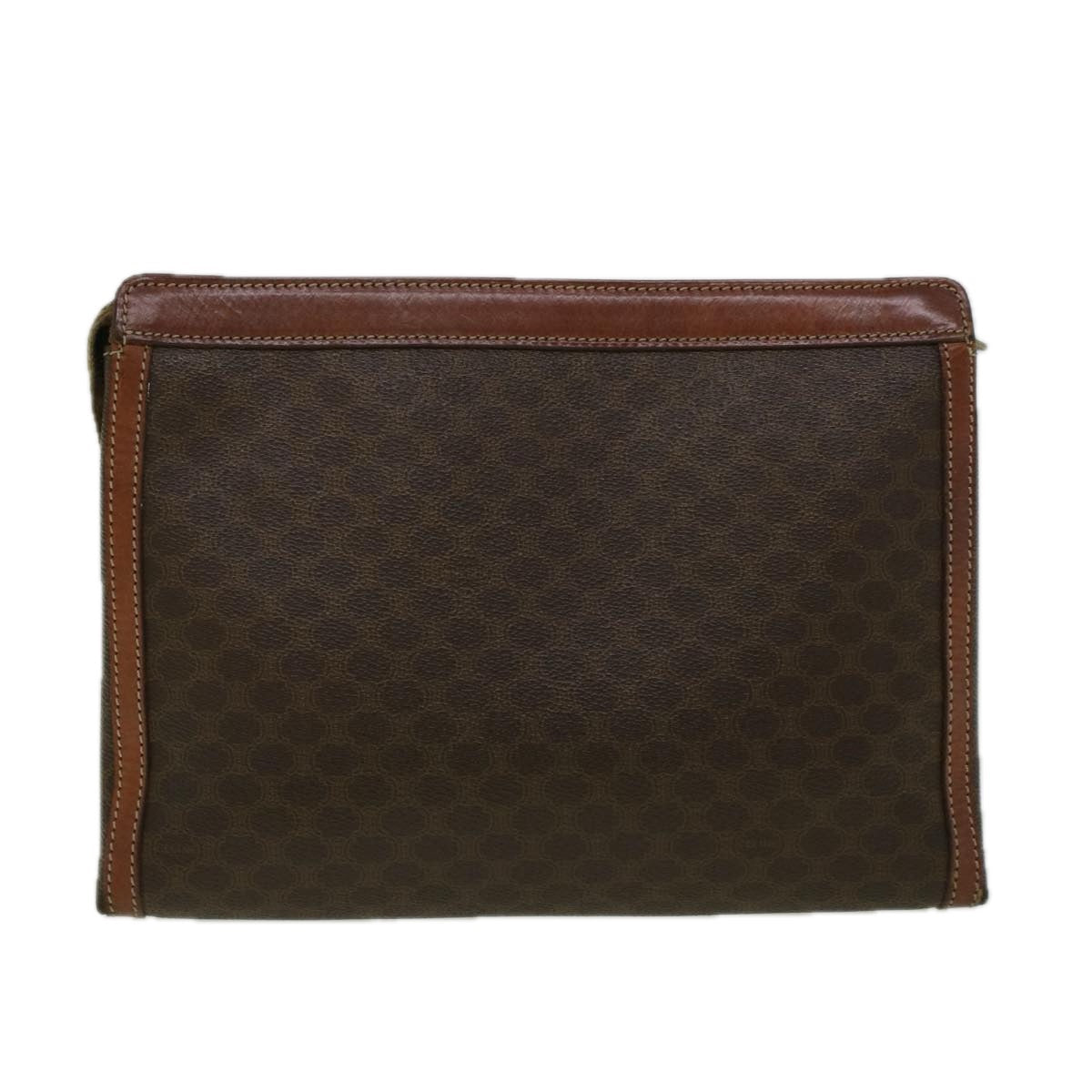 Luxury CELINE Macadam Canvas Clutch Bag PVC Leather Brown 58407