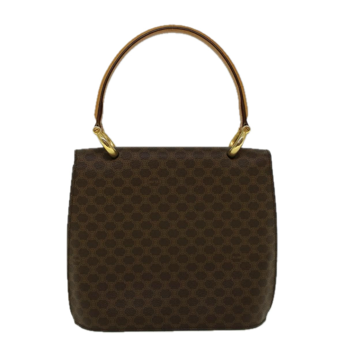 Luxury CELINE Macadam Canvas Hand Bag PVC Leather Brown 58408