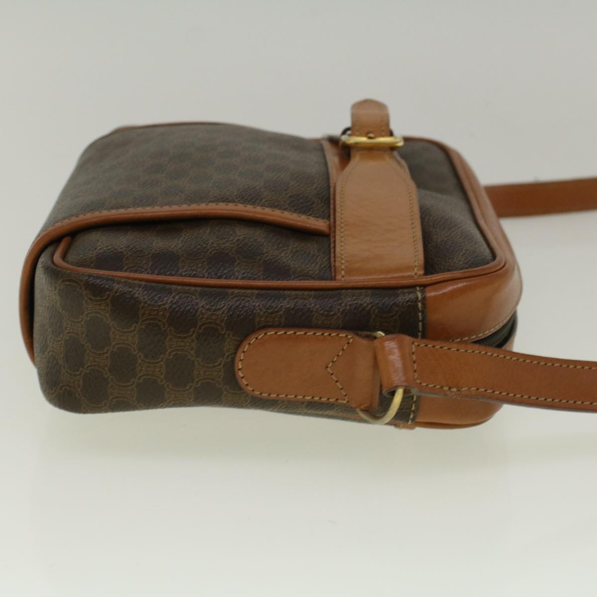 Luxury CELINE Macadam Canvas Shoulder Bag PVC Leather Brown 58514