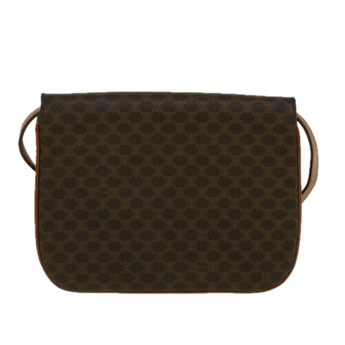 Luxury CELINE Macadam Canvas Shoulder Bag PVC Leather Brown 58671