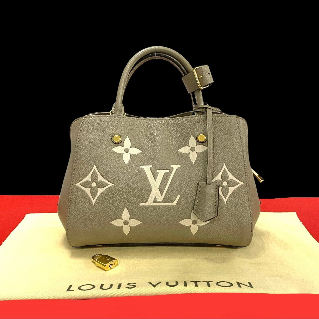 LOUIS VUITTON Handbag leather beige Monogram Ann Platt Montaigne BB