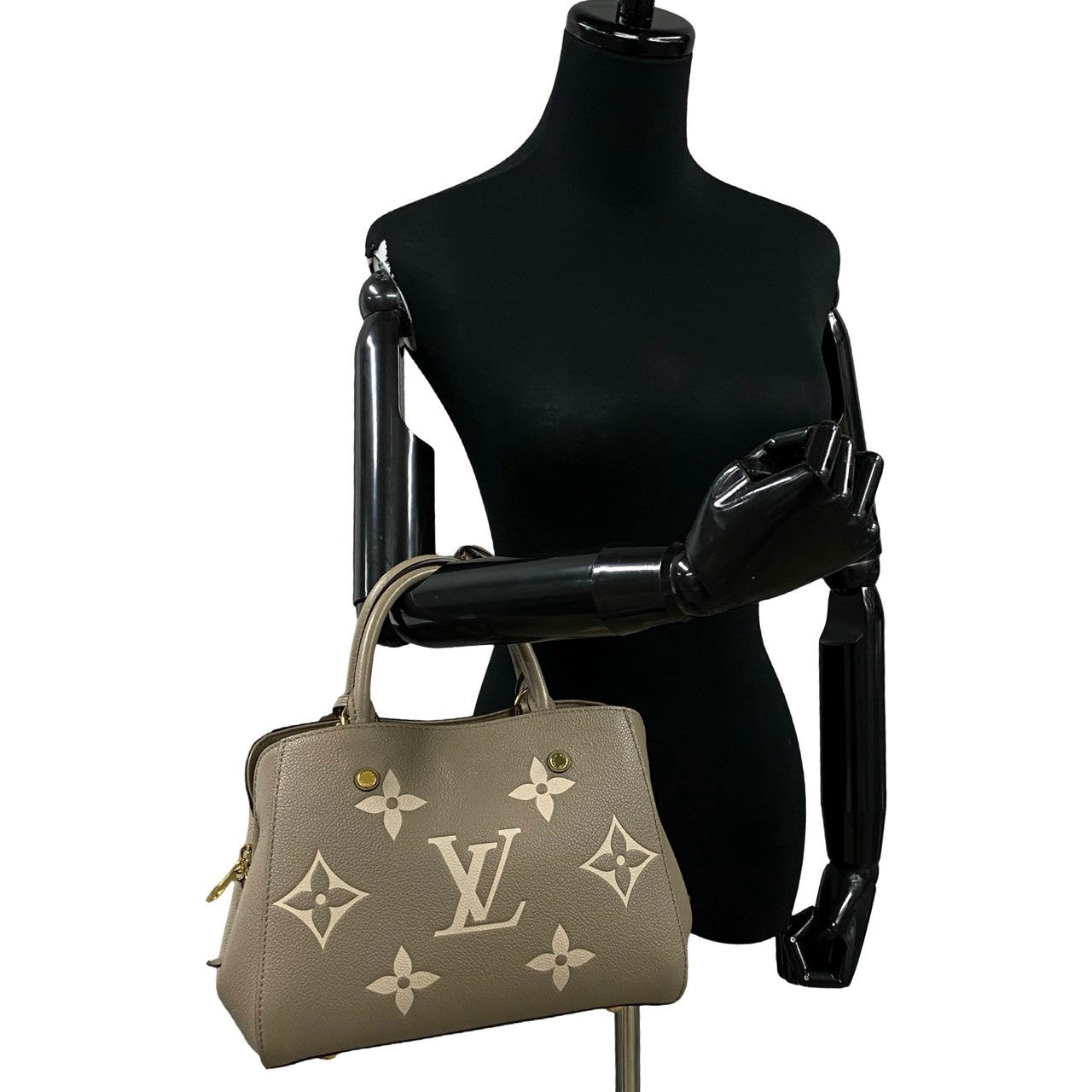 LOUIS VUITTON Handbag leather beige Monogram Ann Platt Montaigne BB