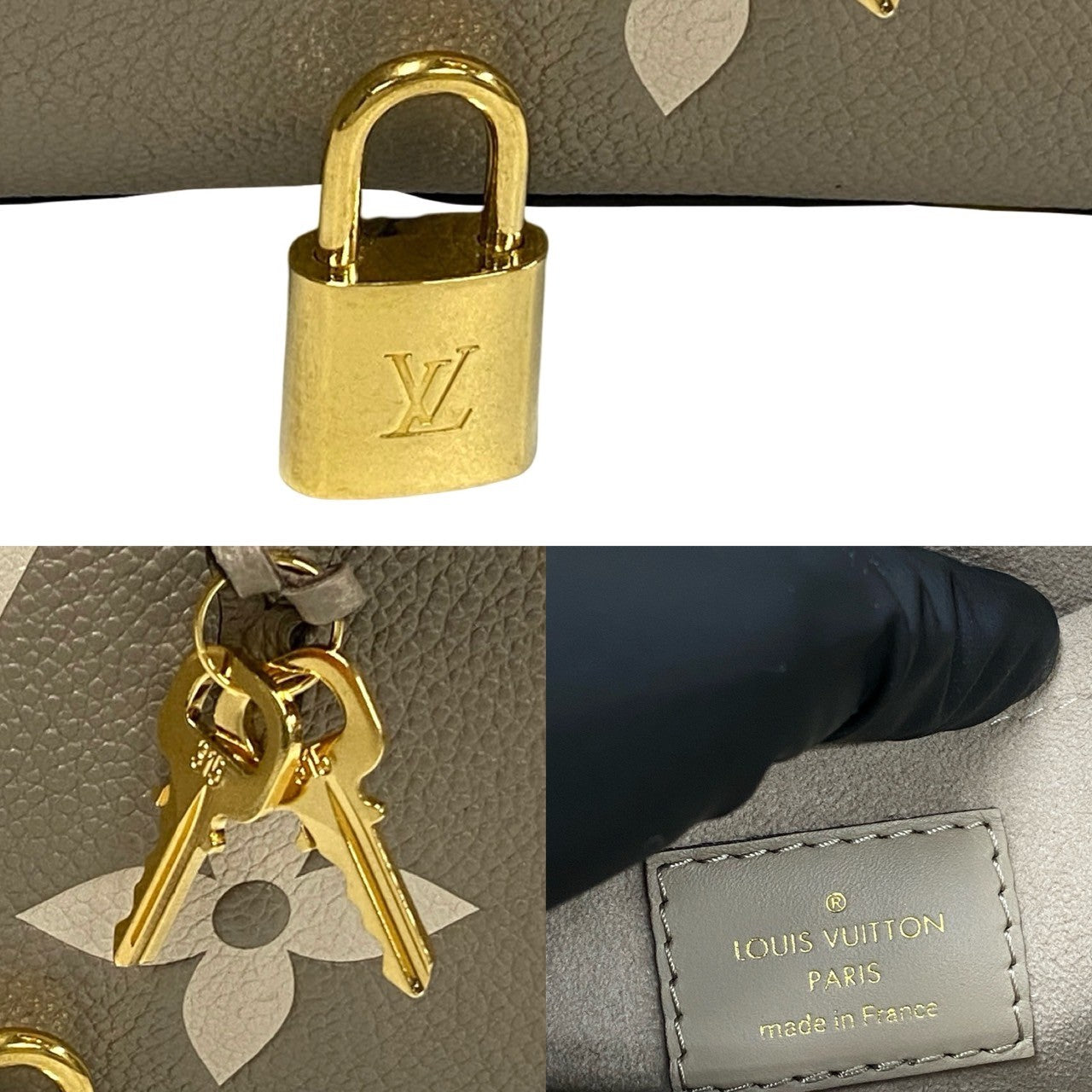 LOUIS VUITTON Handbag leather beige Monogram Ann Platt Montaigne BB Women
