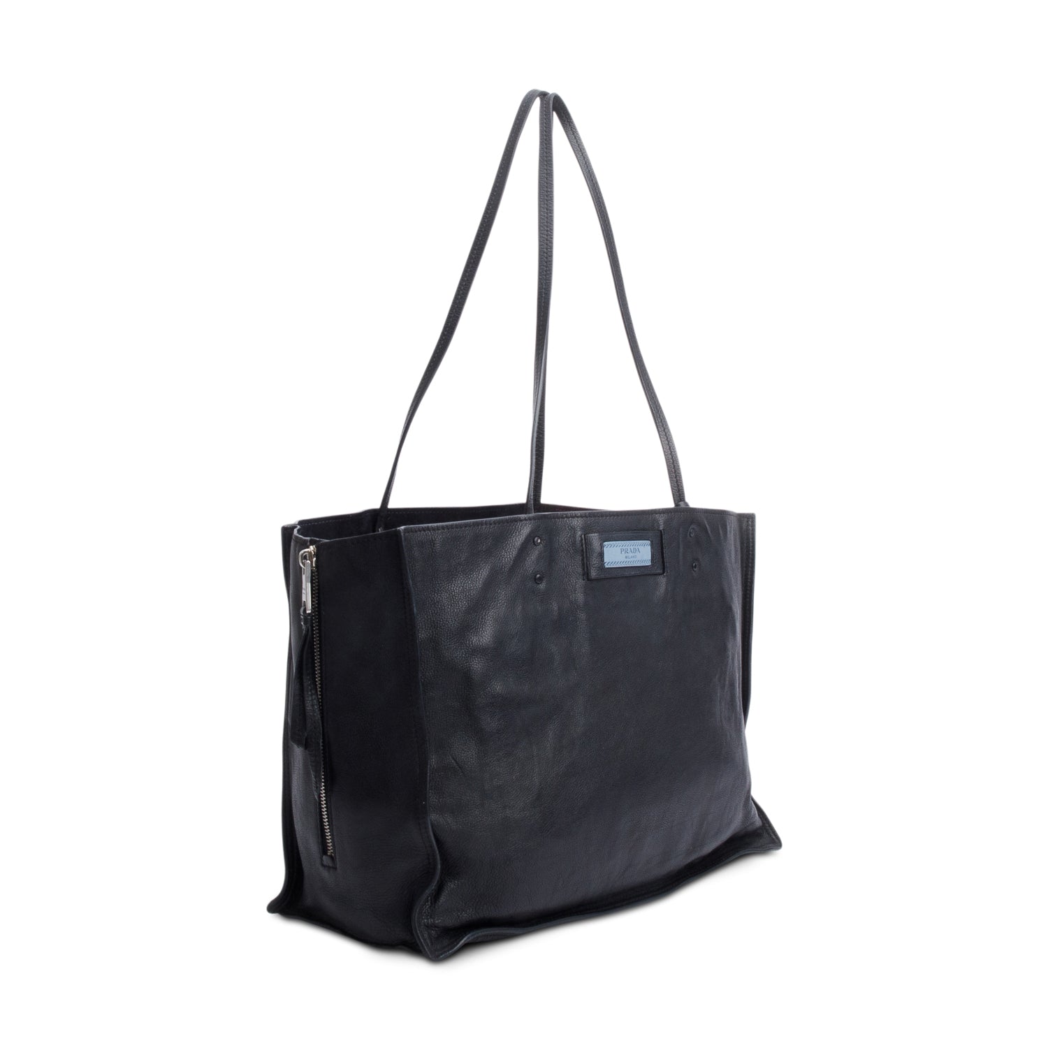 Prada Black Glace Calf Etiquette Tote Bag