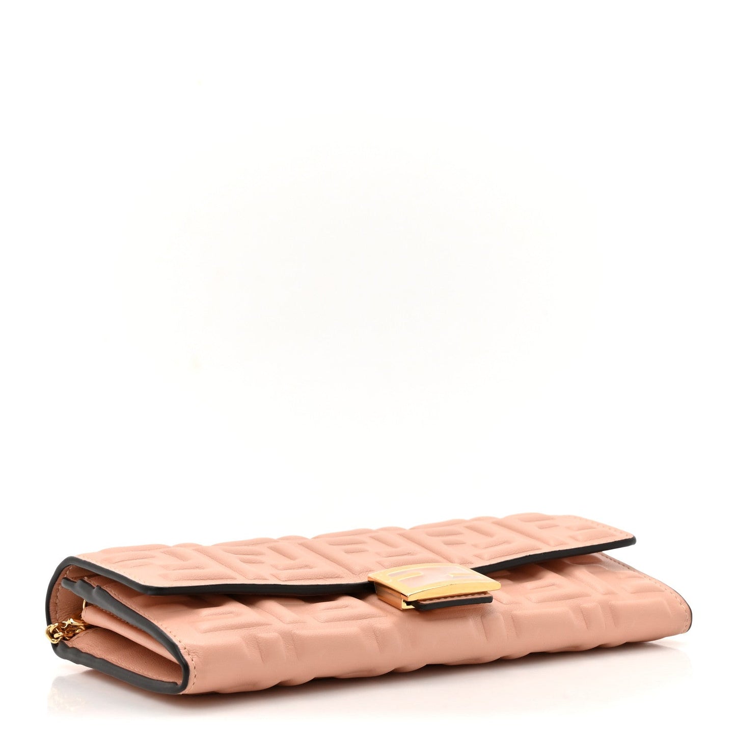 Fendi Nappa Matisse FF Embossed Continental Wallet On Chain Baby Pink