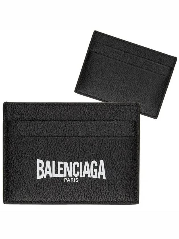 Luxury Balenciaga Trending 2025 Logo Print Card Wallet Black