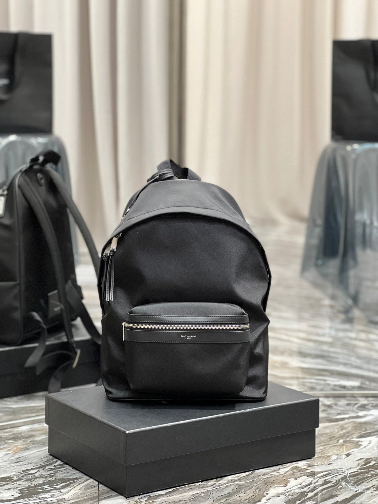Yves Saint Laurent City Backpack In Canvas Unisex.8in/ Black