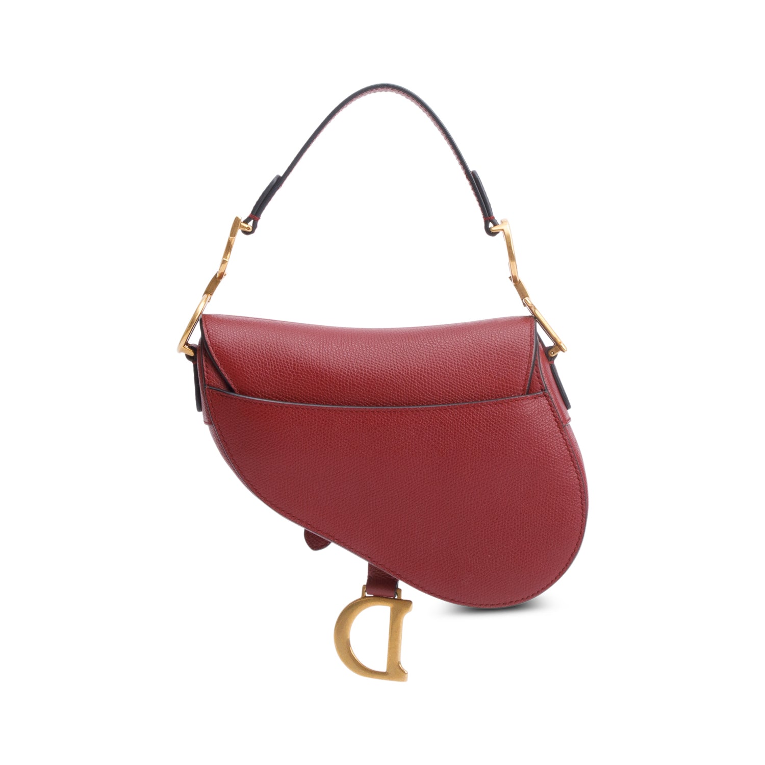 Christian Dior Red Grained Calfskin Leather Mini Saddle Bag