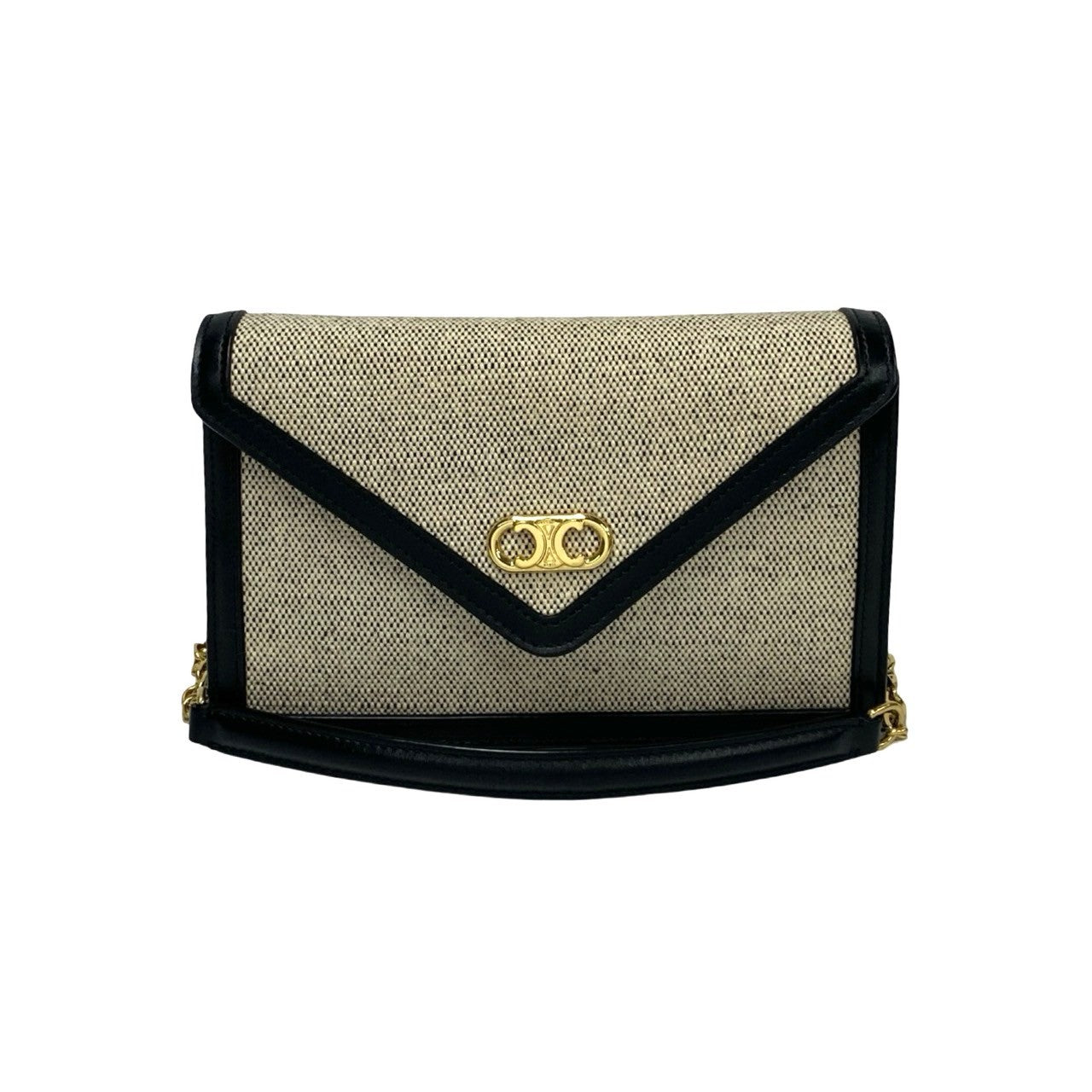 CELINE Shoulder Bag Canvas, Leather black Triomphe Chain Shoulder Women