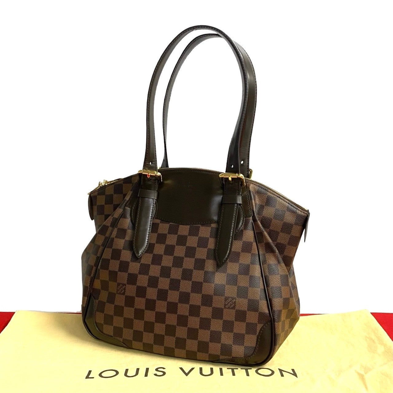 LOUIS VUITTON Handbag leather Brown Damier Verona MM
