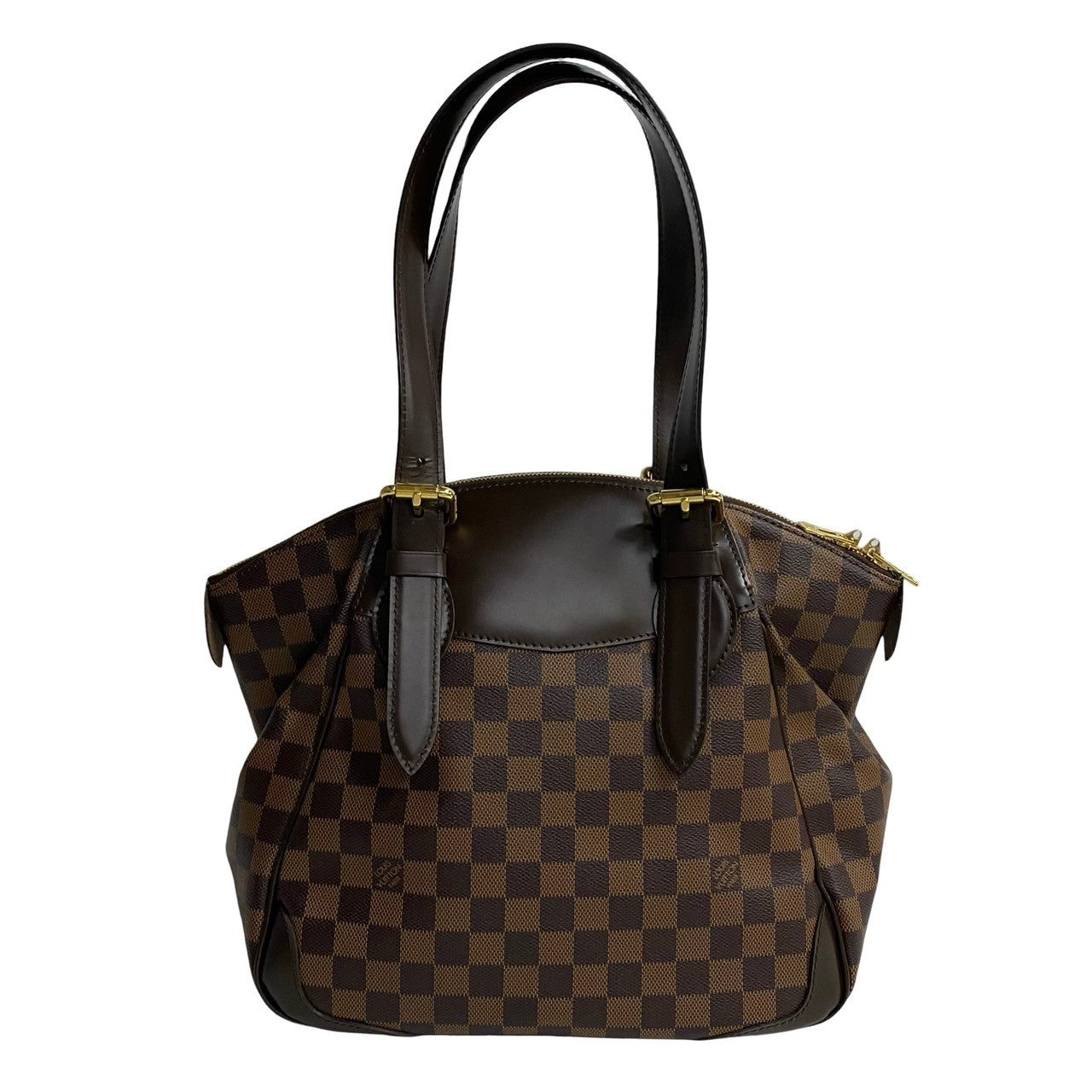 LOUIS VUITTON Handbag Leather, PVC Brown Damier Verona MM Women