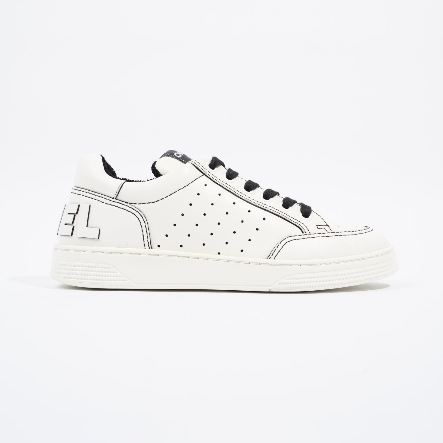 Chanel Chanel Logo White Black Calfskin Leather EU 37 UK 4