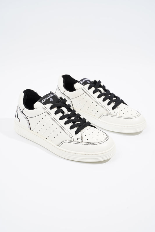 Chanel Chanel Logo White Black Calfskin Leather EU 37 UK 4