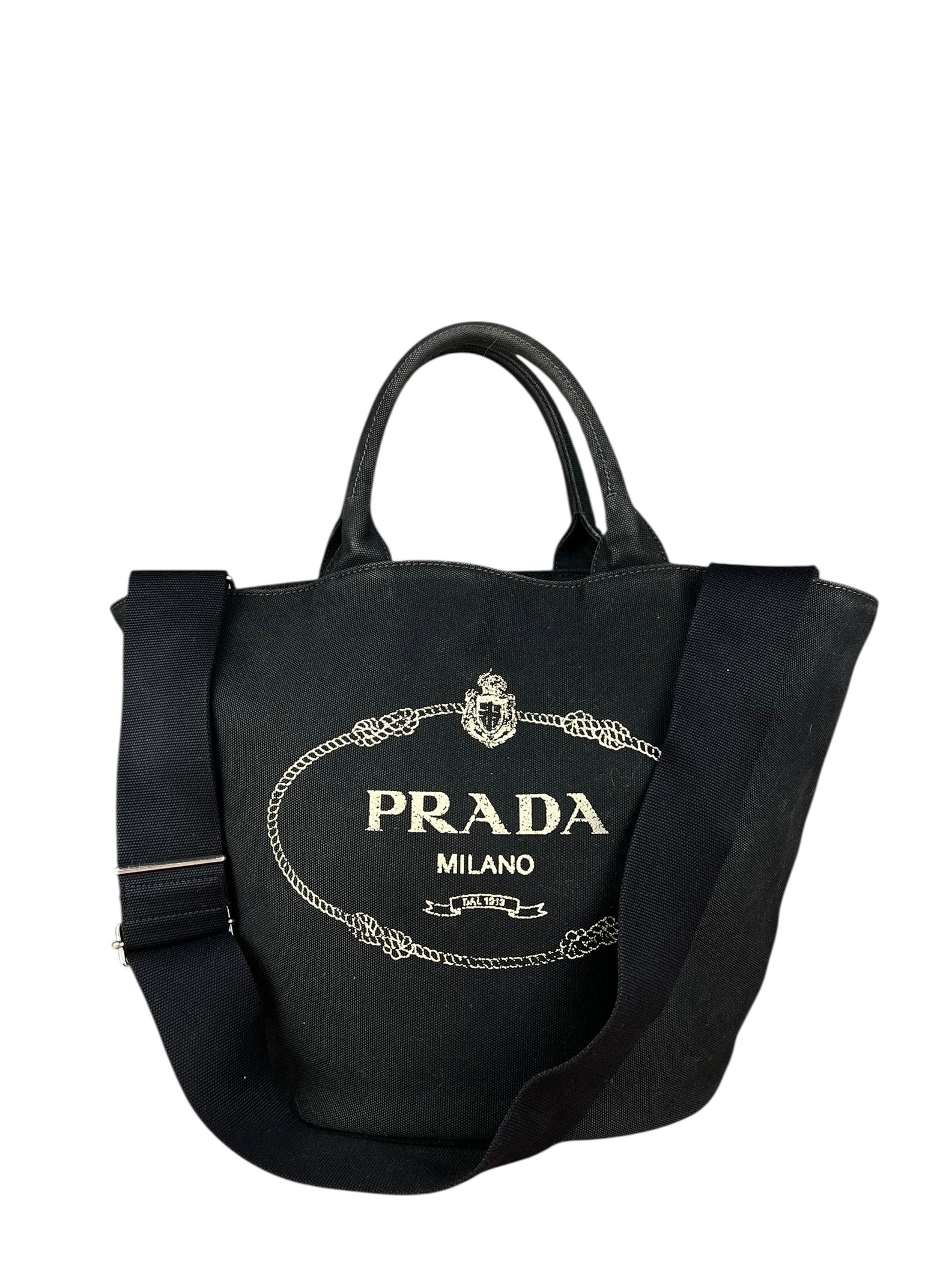 Prada Black Canapa 2Way Handbag