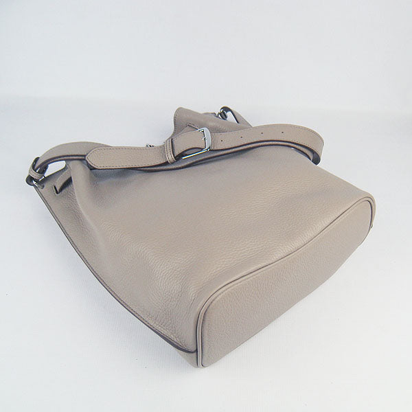Luxury Hermes Nappa Leather Shoulder Bag grey Silver