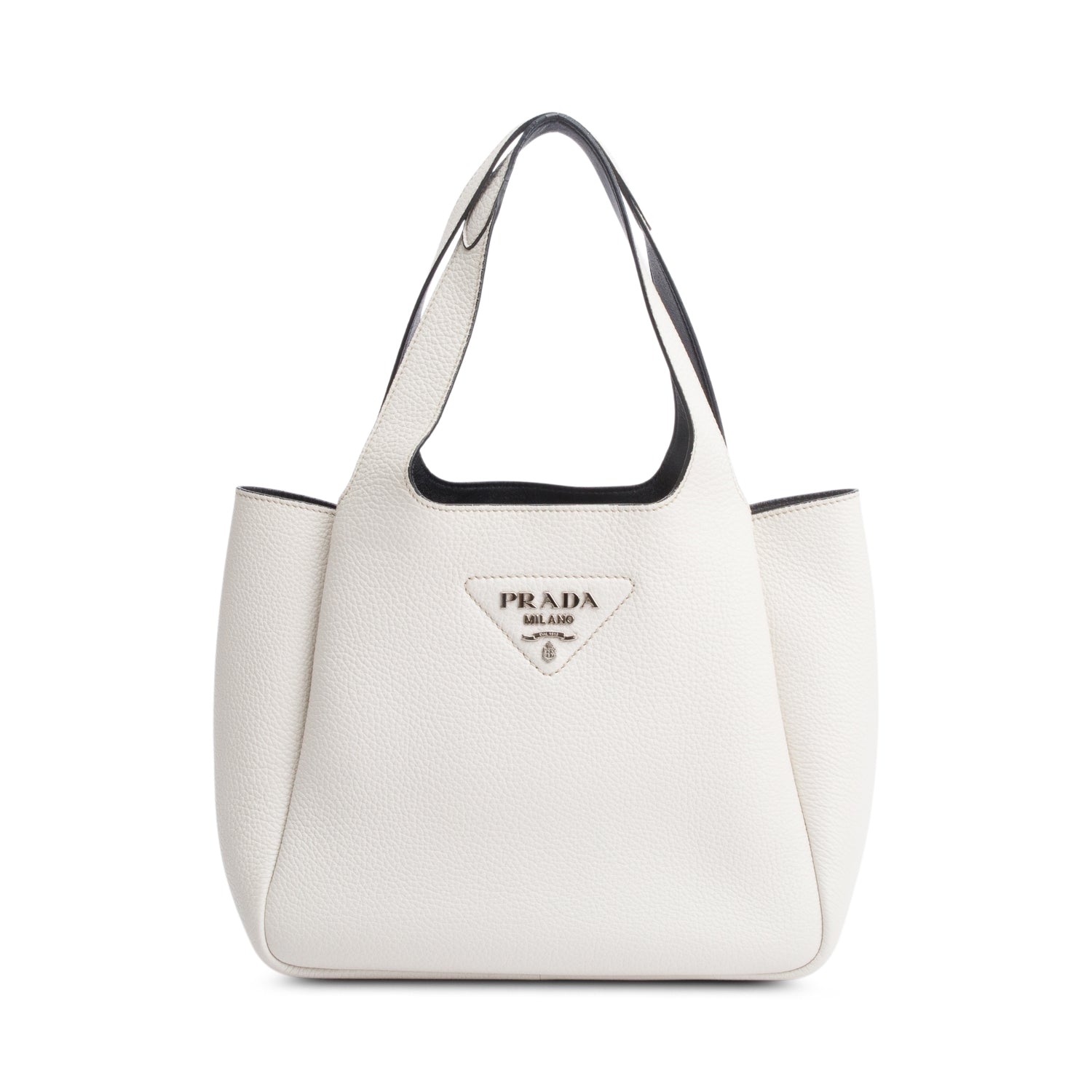 Prada White Vitello Daino Leather Medium Dynamique Tote