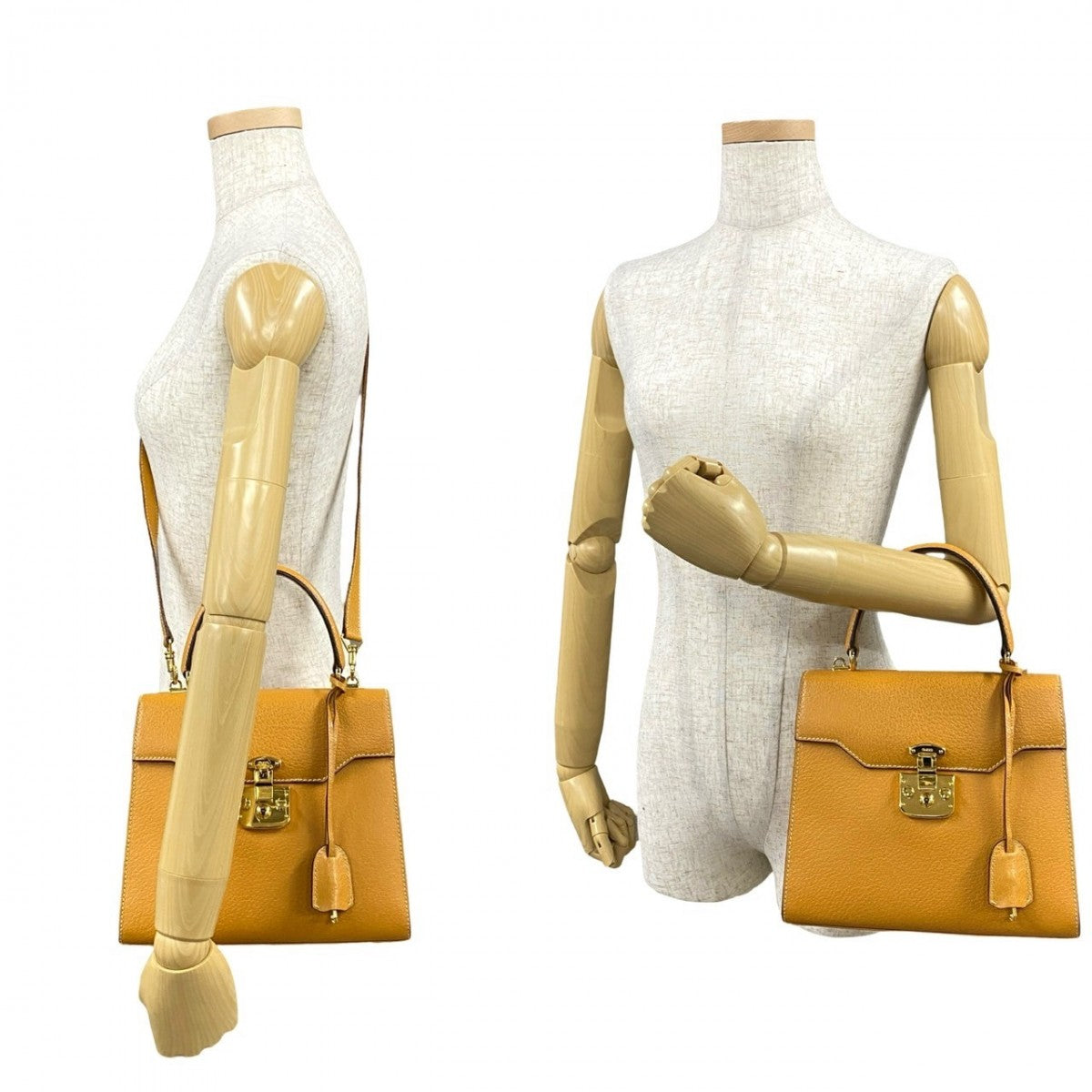 GUCCI Shoulder Bag leather yellow Ready lock